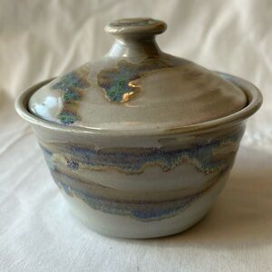Hand Thrown Pottery Covered Dish Drip Glaze